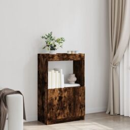 Berkfield Home Highboard Smoked Oak 63x33x100 cm Engineered Wood in Brown - Size: 63 x 33 x 100 cm - thumbnail 3