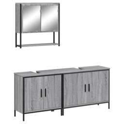 Berkfield Home Durable 3 Piece Bathroom Furniture Set Grey Sonoma Engineered Wood - thumbnail 3