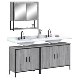 Berkfield Home Durable 3 Piece Bathroom Furniture Set Grey Sonoma Engineered Wood - thumbnail 2