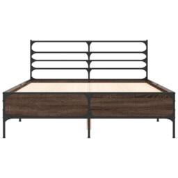 Berkfield Home Bed Frame without Mattress Brown Oak 135x190 cm Double - thumbnail 4