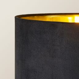ValueLights Christina Velvet with Gold Inner Drum Shade Gold Palm Leaf Floor Lamp with Bulb in Black - thumbnail 4