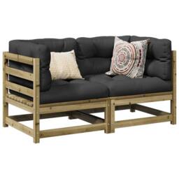 Berkfield Home 2 Piece Garden Sofa Set Impregnated Wood Pine in Brown - thumbnail 1