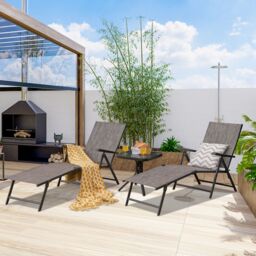 Costway 2Pcs Patio Foldable Chaise Lounge Chair Outdoor Portable Reclining Chair in Grey - thumbnail 5