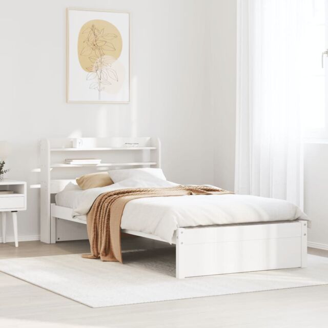 Berkfield Home Bed Frame with Headboard without Mattress White 90x200 cm - image 1