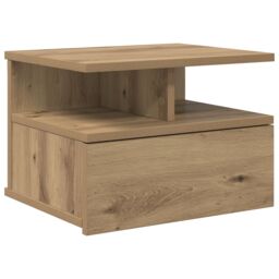 Berkfield Home Floating Nightstand Artisan Oak 40x31x27 cm Engineered Wood in Beige - Size: 40 x 31 x 27 cm - thumbnail 2
