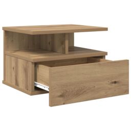 Berkfield Home Floating Nightstand Artisan Oak 40x31x27 cm Engineered Wood in Beige - Size: 40 x 31 x 27 cm - thumbnail 5