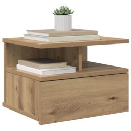 Berkfield Home Floating Nightstand Artisan Oak 40x31x27 cm Engineered Wood in Beige - Size: 40 x 31 x 27 cm - thumbnail 3