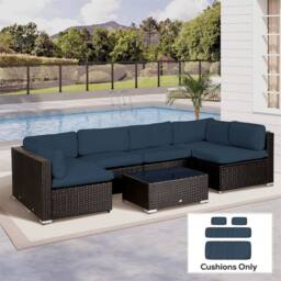 SPETLEK Garden Rattan Sofa Set Cushion Polyester Cover Blue in Navy - Size: 100 cm x 190 cm - thumbnail 3