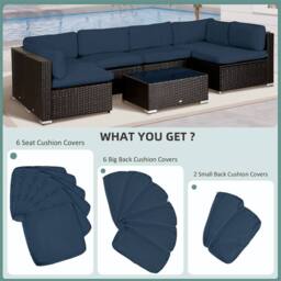 SPETLEK Garden Rattan Sofa Set Cushion Polyester Cover Blue in Navy - Size: 100 cm x 190 cm