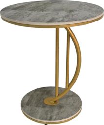 Hygrad Built to Survive C Shaped Half Moon Round Sintered Stone Slab/Metal End Coffee Sofa Bed Side Centre Table With Metal Legs (Grey/Gold) in Grey - thumbnail 6