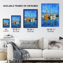 "Artery8 Fishing Boats in Christchurch Harbour Dorset Framed Art Print in Blue - Size: W12"" x H16""" - thumbnail 3