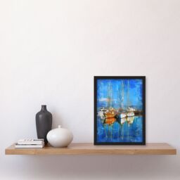 "Artery8 Fishing Boats in Christchurch Harbour Dorset Framed Art Print in Blue - Size: W12"" x H16""" - thumbnail 4