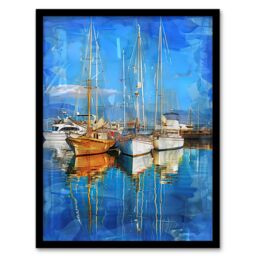 "Artery8 Fishing Boats in Christchurch Harbour Dorset Framed Art Print in Blue - Size: W12"" x H16""" - thumbnail 1