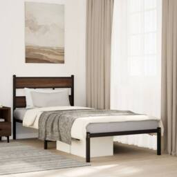 Berkfield Home Elegant Bed Frame without Mattress with Headboard Brown Oak 80x200 cm - thumbnail 2