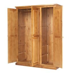Rest Relax Redwood Pine 3 Door Triple Wardrobe in Brown - thumbnail 1