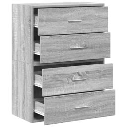 Berkfield Home Cabinets with 2 Drawers 2 pcs Grey Sonoma 60x31x40 cm Engineered Wood - Size: 60 x 31 x 40 cm - thumbnail 5