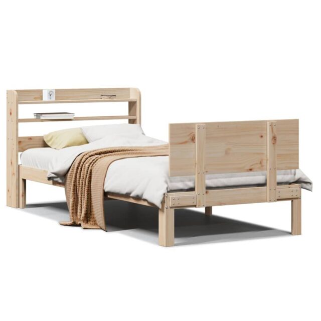 Berkfield Home Bed Frame with Headboard without Mattress 90x190 cm Single in Brown - image 1