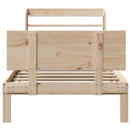 Berkfield Home Bed Frame with Headboard without Mattress 90x190 cm Single in Brown - thumbnail 4