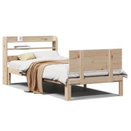 Berkfield Home Bed Frame with Headboard without Mattress 90x190 cm Single in Brown - thumbnail 1