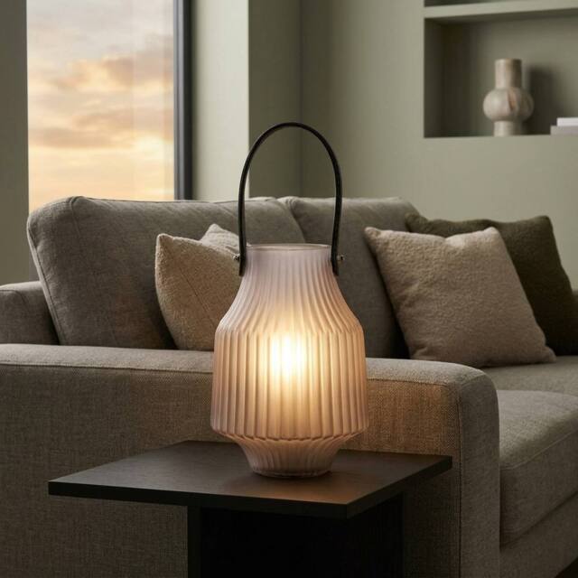 Garden Greatness Maison Frosted Glass Portable Lantern in Grey - image 1