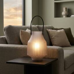 Garden Greatness Maison Frosted Glass Portable Lantern in Grey