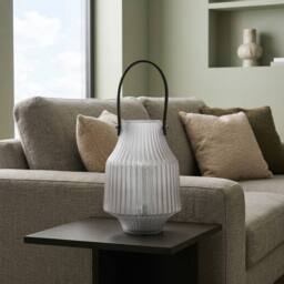 Garden Greatness Maison Frosted Glass Portable Lantern in Grey - thumbnail 2