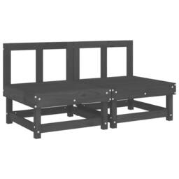 Berkfield Home Garden Middle Sofas 2 pcs Grey Solid Wood Pine
