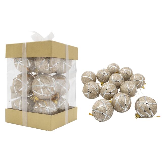 Shatchi 12Pcs Christmas 4cm Hanging Silver Baubles Soft Foam Glittered Shatterproof Pendant Ornaments Xmas Tree Decorations - image 1