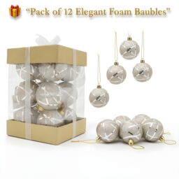 Shatchi 12Pcs Christmas 4cm Hanging Silver Baubles Soft Foam Glittered Shatterproof Pendant Ornaments Xmas Tree Decorations - thumbnail 2