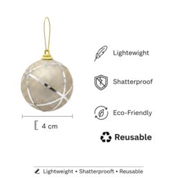 Shatchi 12Pcs Christmas 4cm Hanging Silver Baubles Soft Foam Glittered Shatterproof Pendant Ornaments Xmas Tree Decorations - thumbnail 6