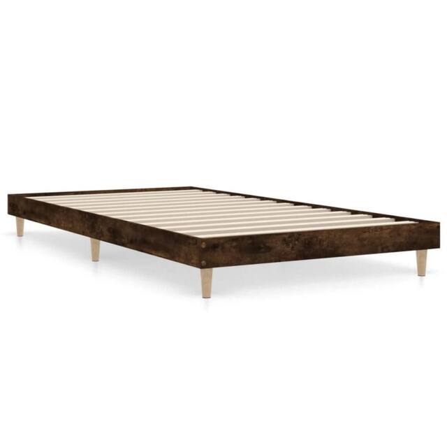 Berkfield Home Bed Frame Smoked Oak 100x200 cm Engineered Wood in Brown - image 1
