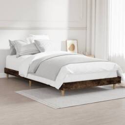 Berkfield Home Bed Frame Smoked Oak 100x200 cm Engineered Wood in Brown - thumbnail 4
