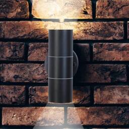 ATEK Outside Up & Down Wall Lights, IP44 Waterproof Up Down Mains Power Lighting Black Stainless Steel Exterior Wall Sconce GU10 - thumbnail 1