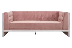 Orsina Functional Sturdy 3 Seat Pink Velvet Sofa, Stylish Mid Century Sofa For Bedroom, Comfortable 3 Seater Sofa - thumbnail 6