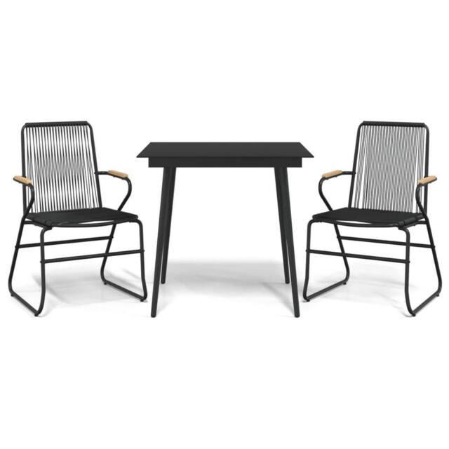 Berkfield Home 3 Piece Garden Dining Set Black PVC Rattan - image 1