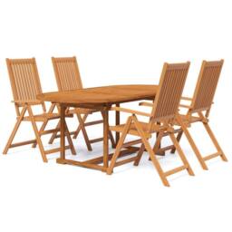 Berkfield Home 5 Piece Garden Dining Set Solid Wood Acacia in Brown - thumbnail 2