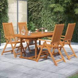 Berkfield Home 5 Piece Garden Dining Set Solid Wood Acacia in Brown - thumbnail 1