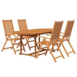 Berkfield Home 5 Piece Garden Dining Set Solid Wood Acacia in Brown - thumbnail 3