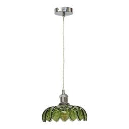 First Choice Lighting Set of 2 Alice - Green Leaf Design Pendant Shades with Chrome Flex Set - thumbnail 2