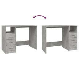 Berkfield Home Elegant Desk with Drawers Concrete Grey 102x50x76 cm Engineered Wood - Size: 102 x 50 x 76 cm - thumbnail 9