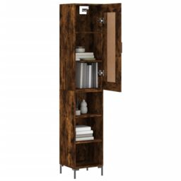 Berkfield Home Highboard Smoked Oak 34.5x34x180 cm Engineered Wood in Brown - thumbnail 3