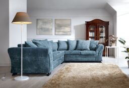 Abakus Direct Farrow Crushed Chenille Corner Sofa in Blue