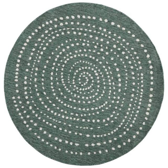 THE RUGS Indoor Outdoor Bali Round Rug Reversible Flatweave Polypropylene in Green - Size: 140 cm diameter - image 1