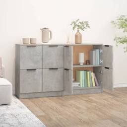 Berkfield Home Sideboards 2 pcs Concrete Grey 60x30x70 cm Engineered Wood - Size: 60 x 30 x 70 cm - thumbnail 5