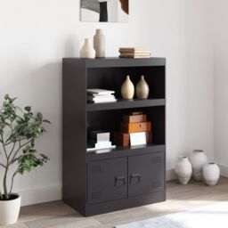Berkfield Home Sideboard Black 67x39x107 cm Steel - Size: 67 x 39 x 107 cm - thumbnail 3