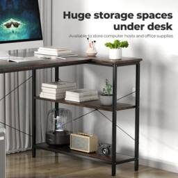 Levede L Shaped 120cm Browm Computer Desk Home Office Laptop Modern in Brown - thumbnail 4