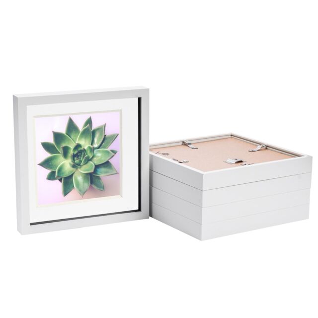 "Nicola Spring 3D Box Photo Frames - 10 x 10"" with 8 x 8"" Mount - Ivory Mount - Pack of 5 in White" - image 1