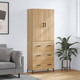Berkfield Home Highboard Sonoma Oak 69.5x34x180 cm Engineered Wood in Brown - thumbnail 2