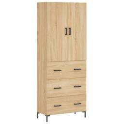 Berkfield Home Highboard Sonoma Oak 69.5x34x180 cm Engineered Wood in Brown - thumbnail 3