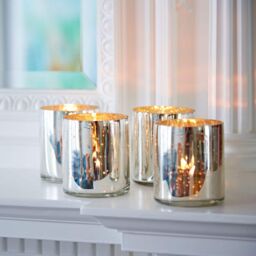 Paper High Set of 4 Silver Antique Effect Tea Light Holders